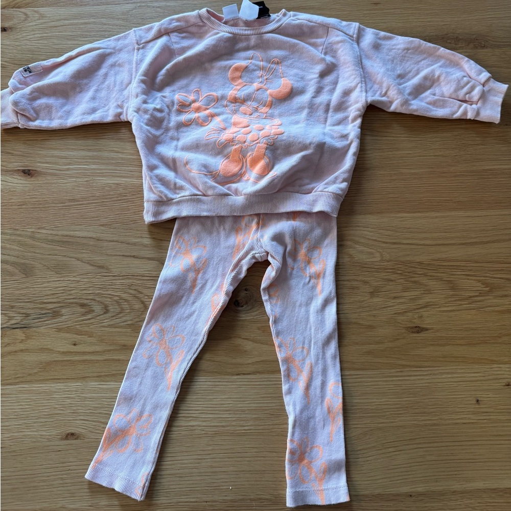 Zara Minnie Mouse Sweatshirt and leggings set 3T